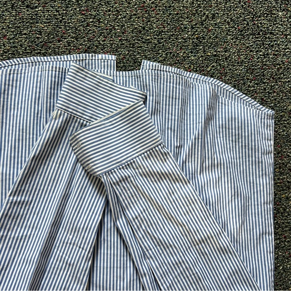 TRINA TURK Blue & White Striped Seersucker Button Down Top Shirt Ruffle Detail S - Picture 7 of 16